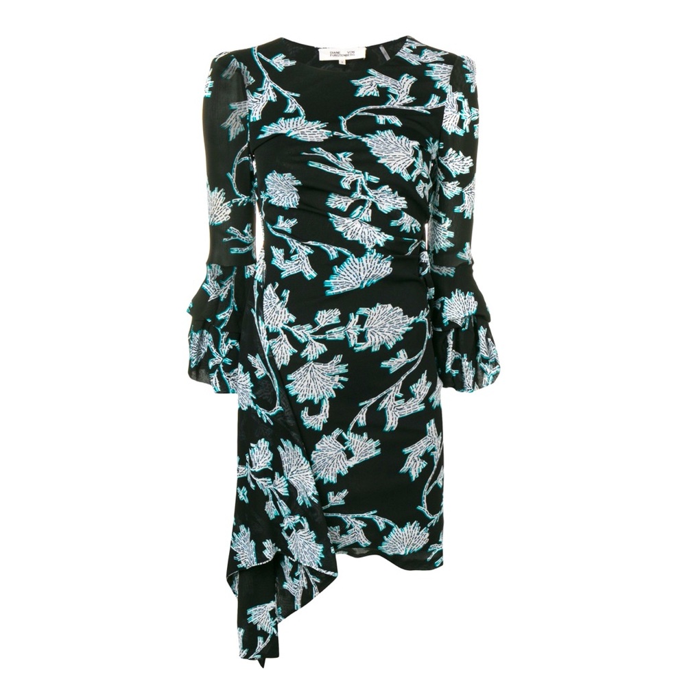 Diane Von Furstenberg Faridah Floral Mesh Dress sz M - Picture 4 of 12